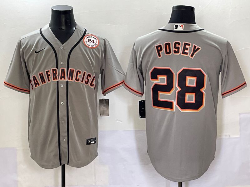 Men 2025 San Francisco Giants #28 Posey Grey Game Nike MLB Jersey style 43->san francisco giants->MLB Jersey